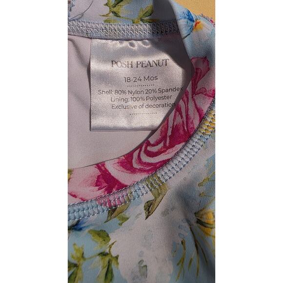Posh Peanut Baby Girl Long Sleeve Rash Guard Swimsuit Size 18-24 Months - Picture 3 of 3